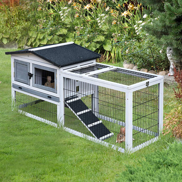 Pawhut outdoor small hotsell animal hutch with run